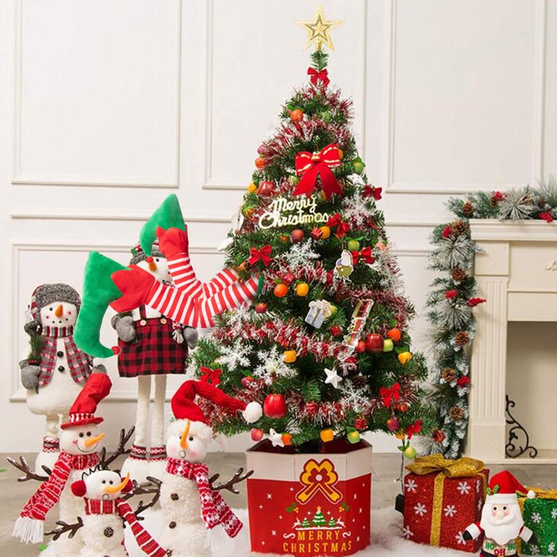 Geefuun 23â€ Christmas Elf Stuffed Legs Stuck Tree Topper Decorations -Xmas Holiday Indoor Outdoor Decor Party Ornaments and Decorations - Image 3